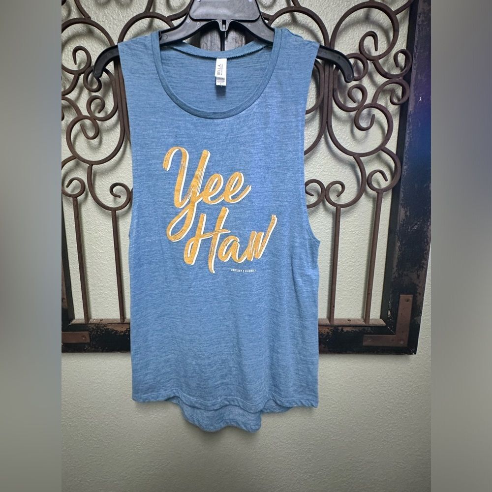 Bella Canvas blue heathered yee haw tank top